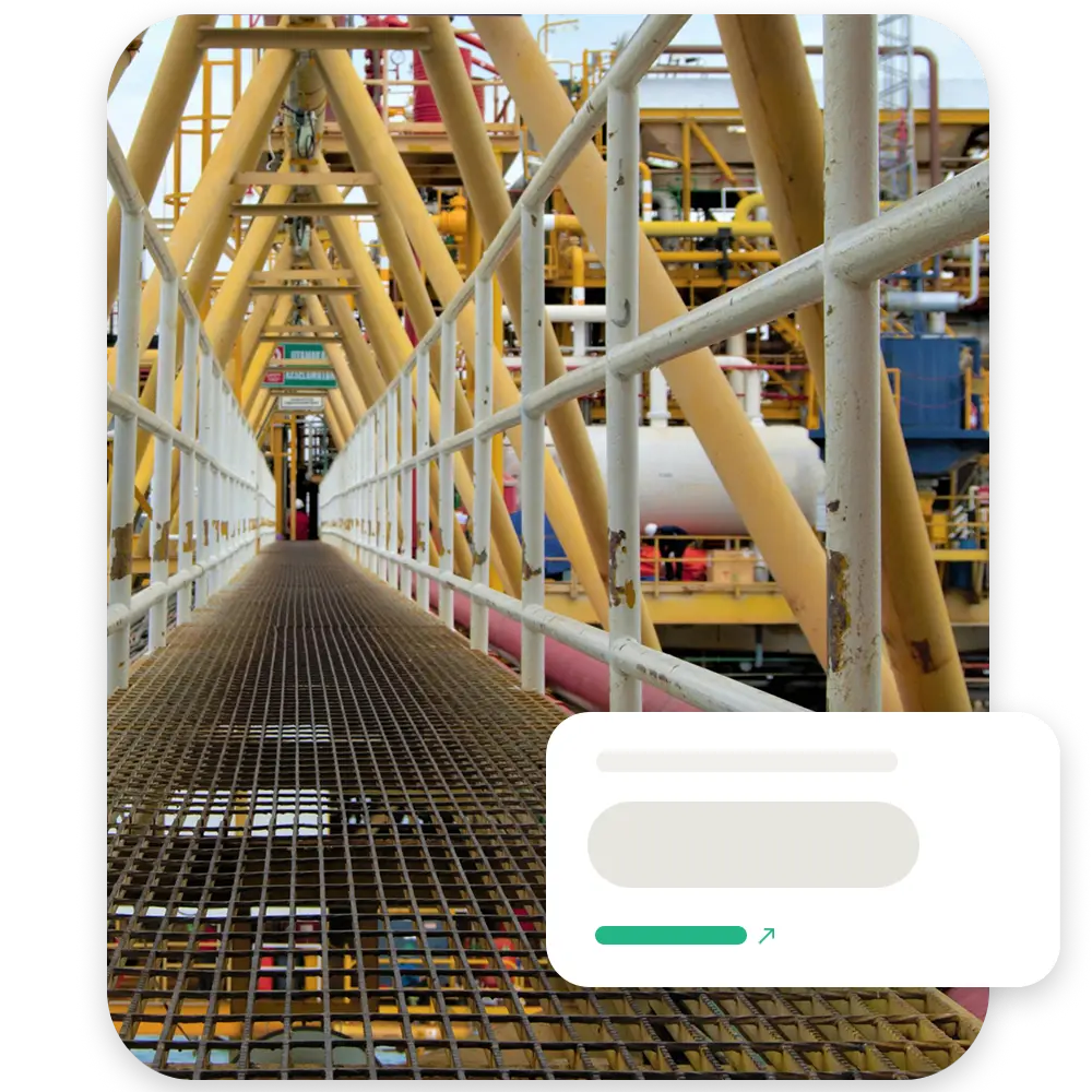 Industrial platform walkway representing the data capture process for industrial inspection and analysis.